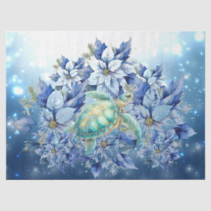Beautiful Blue Poinsettias & Sea Turtle Decoupage Tissue Paper
