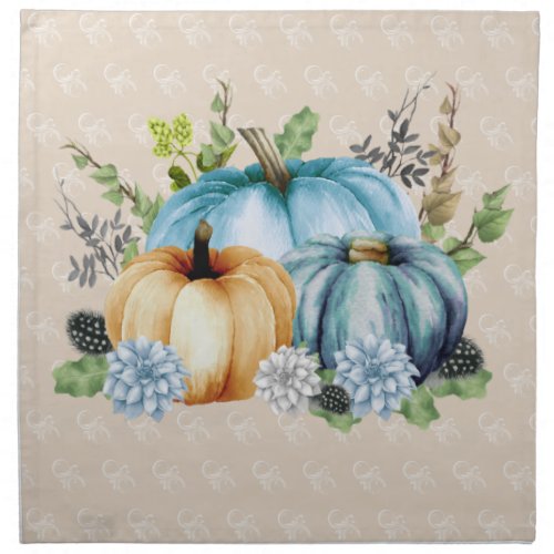 Beautiful Blue Pumpkin Autumn Watercolor Fall  Clo Cloth Napkin