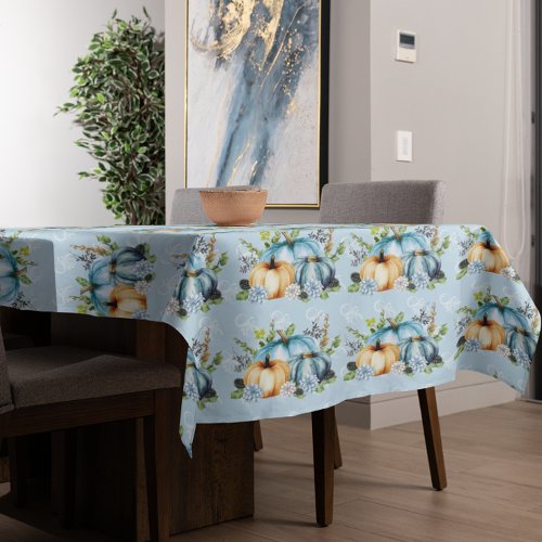 Beautiful Blue Pumpkin Autumn Watercolor Fall  Tablecloth