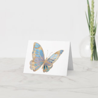 Beautiful Blue, Purple, and Silver Butterfly BLANK Card