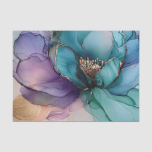 Beautiful Blue Purple Gold Floral Bridal Shower Tissue Paper
