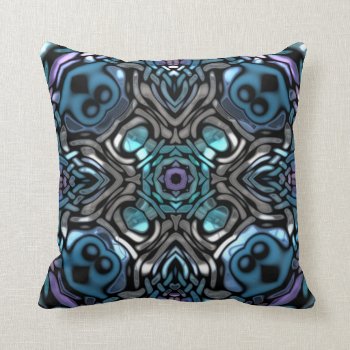 Beautiful Blue  Purple & Silver Pattern Throw Pillow by RetroZone at Zazzle