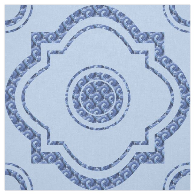 Beautiful Blue Quatrefoil Fabric (Swatch)