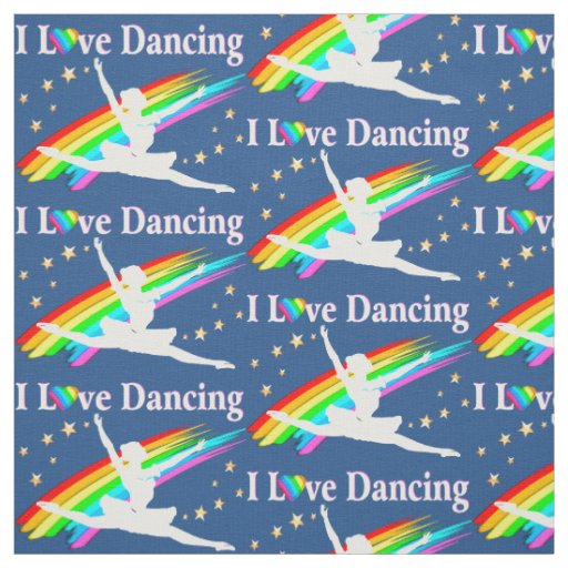 BEAUTIFUL BLUE RAINBOW I LOVE DANCING FABRIC