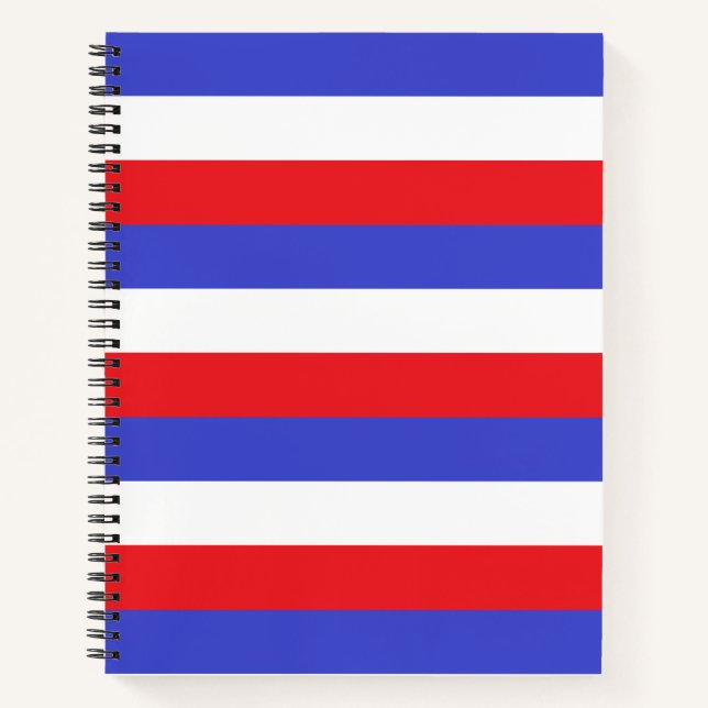Beautiful Blue Red White Stripes Notebook (Front)