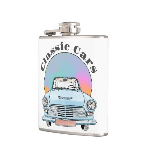 Beautiful Blue Retro Classic Car  Flask