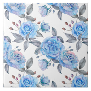 Beautiful blue roses ceramic tile