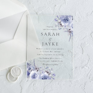 Beautiful Blue Roses Elegant Wedding Acrylic Invitations