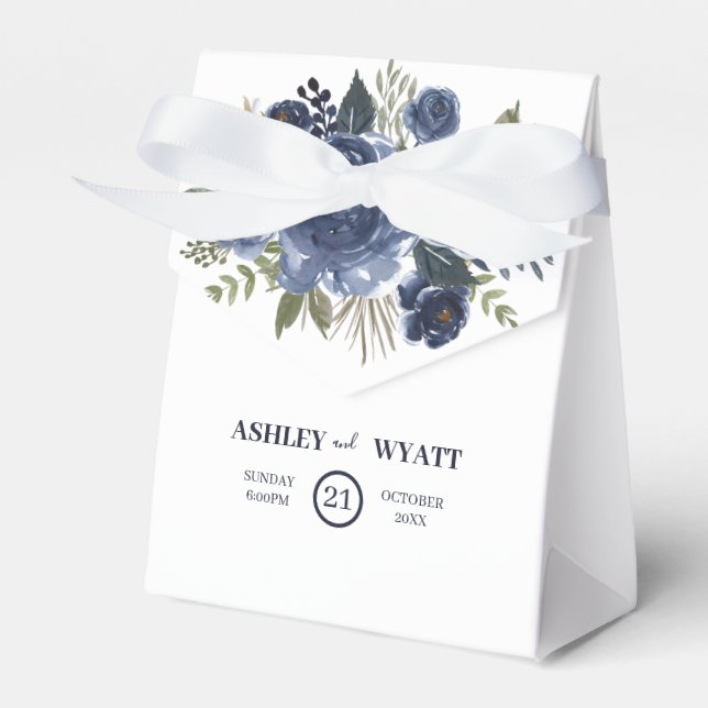 Beautiful Blue Roses Favor Boxes (Front Side)