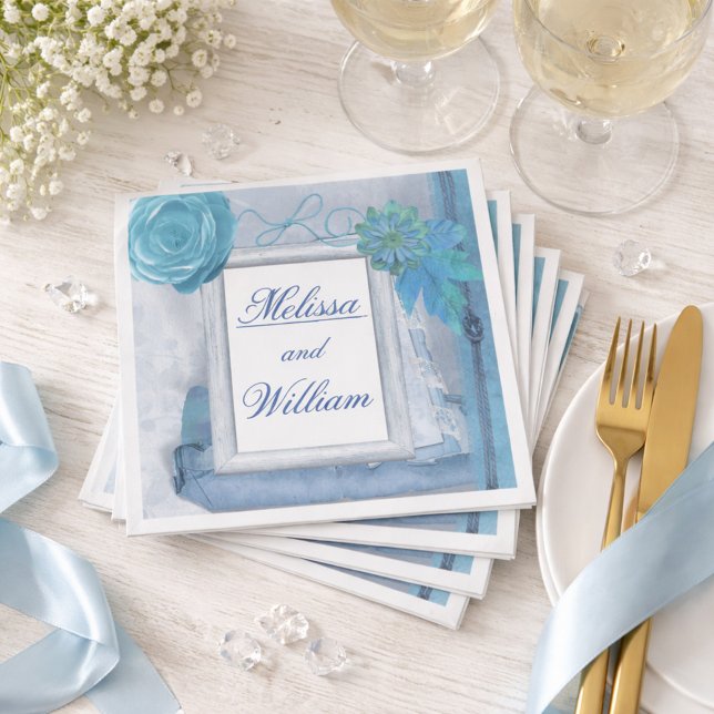 Beautiful Blue Rustic Wedding Napkins (Creator Uploaded)