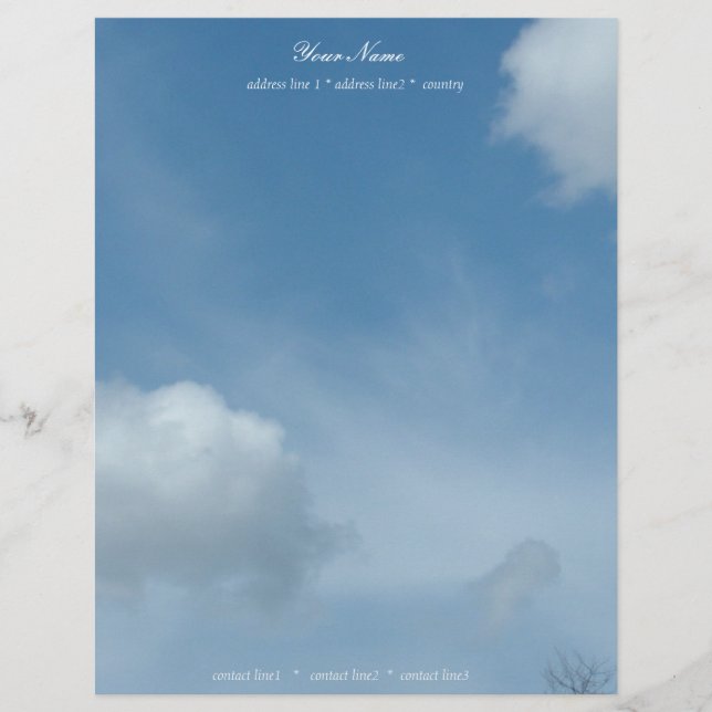 beautiful blue sky and clouds letterhead (Front)
