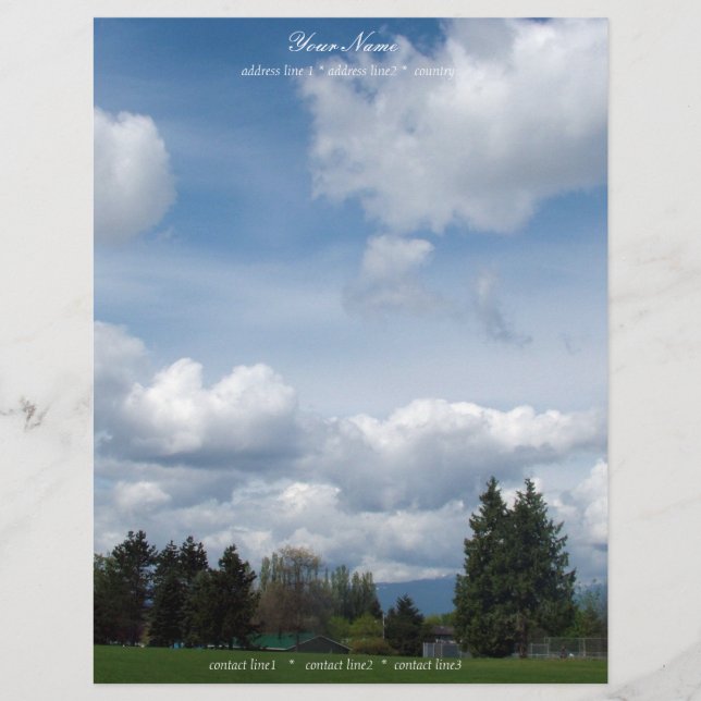 beautiful blue sky and white  clouds letterhead (Front)