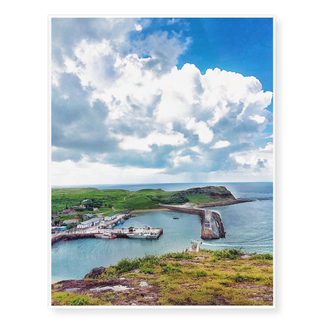 Beautiful Blue Sky with a Small Port Temporary Tattoos (Front)