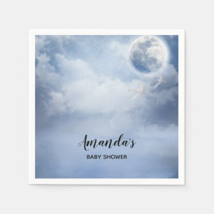 Beautiful Blue Sky with Flying Swans Baby Shower Napkins