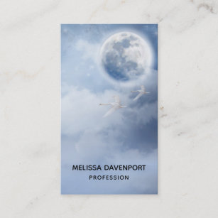 Beautiful Blue Sky with Flying Swans Business Card
