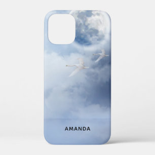 Beautiful Blue Sky with Flying Swans iPhone 12 Mini Case