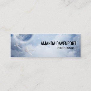 Beautiful Blue Sky with Flying Swans Mini Business Card