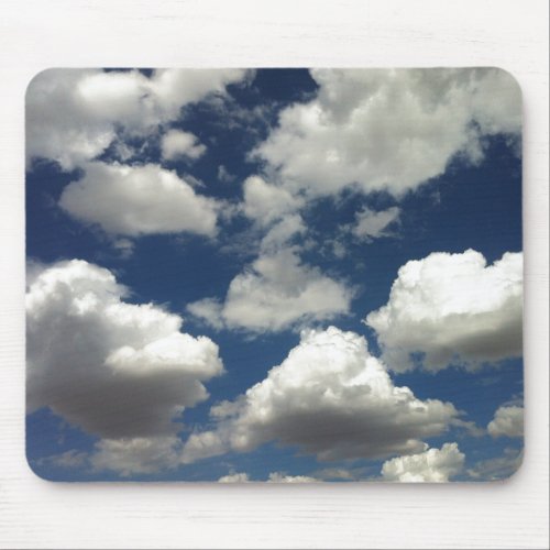 Beautiful Blue Sky with Puffy White Clouds Mouse Pad