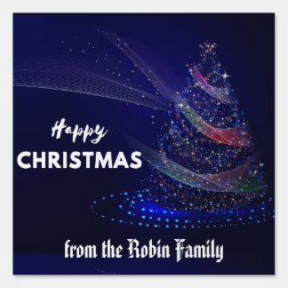 Beautiful blue, sparkles. Happy Christmas Garden Sign