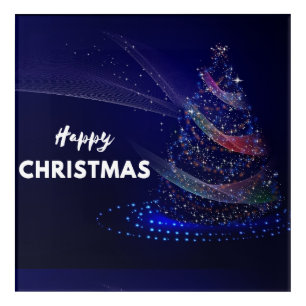 Beautiful blue, sparkles. Happy Christmas wall art
