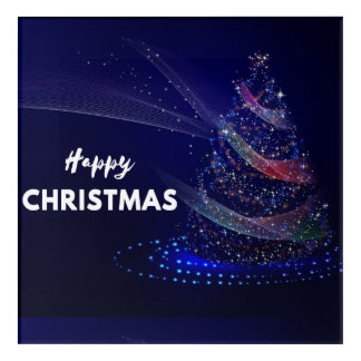 Beautiful blue, sparkles. Happy Christmas wall art