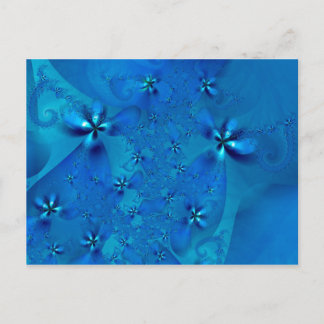 Beautiful Blue Spiral Fine Fractal Art Postcard