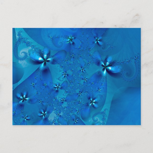 Beautiful Blue Spiral Fine Fractal Art Postcard (Front)