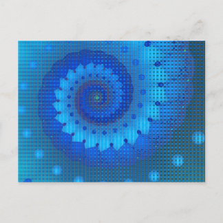 Beautiful Blue Spiral Fine Fractal Art Postcard