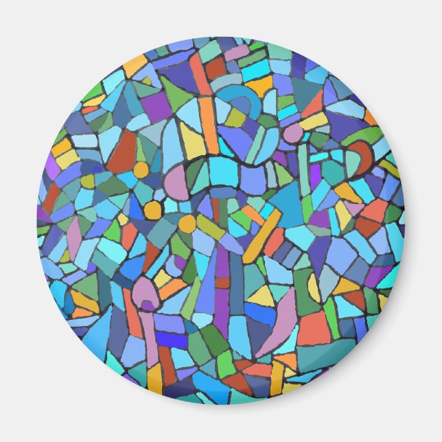 Beautiful Blue stained glass effect Magnet (Front)
