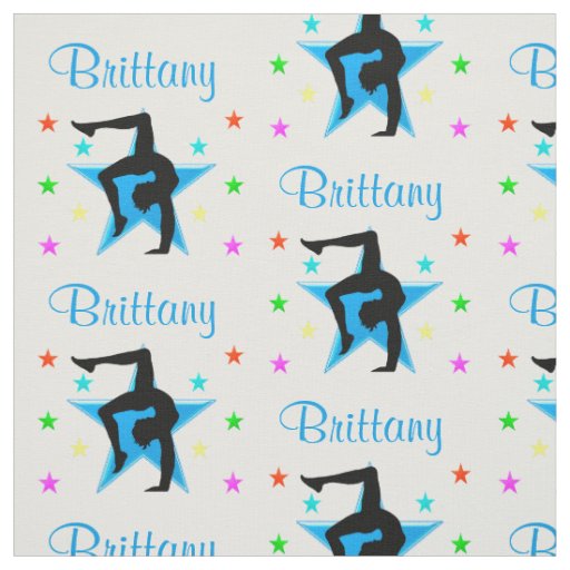 BEAUTIFUL BLUE STAR PERSONALIZED GYMNASTICS FABRIC
