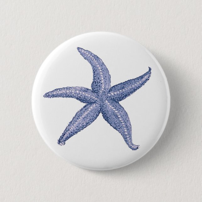 Beautiful Blue Starfish Illustration Button (Front)