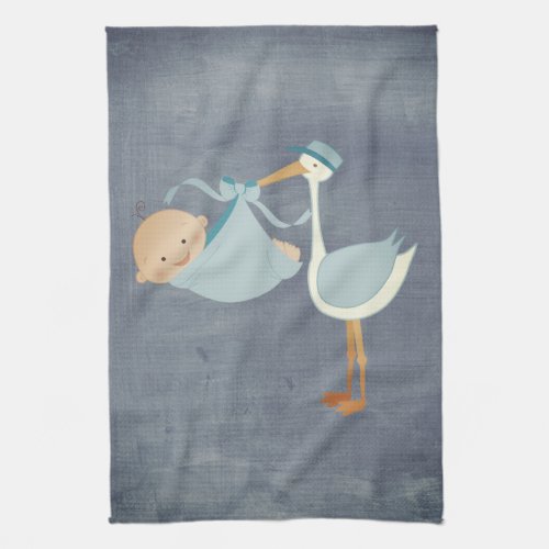 Beautiful Blue Stork Baby Shower Party Decor Kitchen Towel