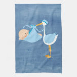 Beautiful Blue Stork Baby Shower Party Decor Towel at Zazzle
