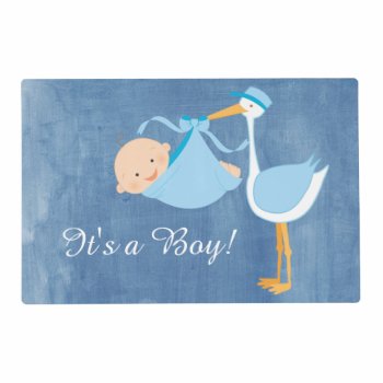 Beautiful Blue Stork Baby Shower Party Placemat by Precious_Baby_Gifts at Zazzle