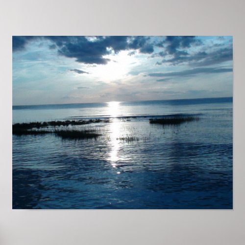Beautiful Blue Sunset at Cape Cod Beach Poster