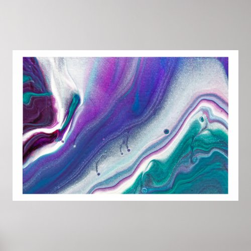 Beautiful  Blue Teal Purple Flowing Abstract Poster