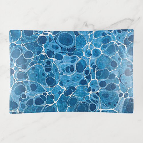 Beautiful Blue Trending Marble Agate Art Pattern Trinket Tray