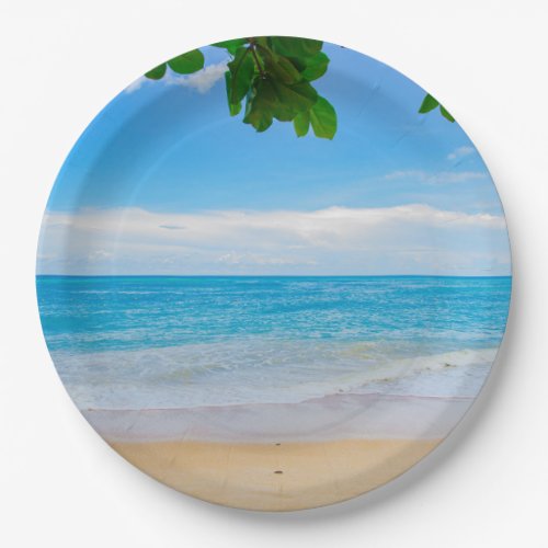 Beautiful Blue Tropical Beach Paper Plates