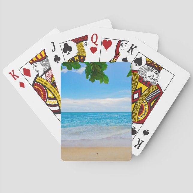 Beautiful Blue Tropical Beach Poker Cards (Back)