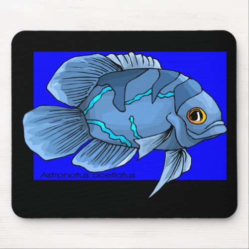 Beautiful Blue Tropical Oscar Fish Mouse Pad