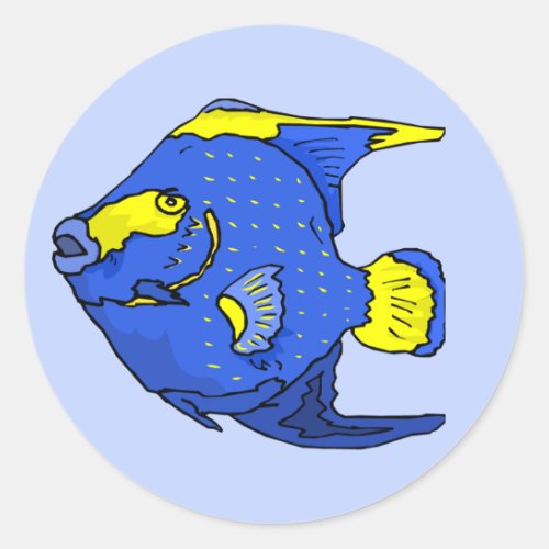 Beautiful Blue Tropical Parrot Fish Classic Round Sticker