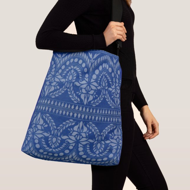 beautiful blue Victorian decor print Crossbody Bag (Close Up)
