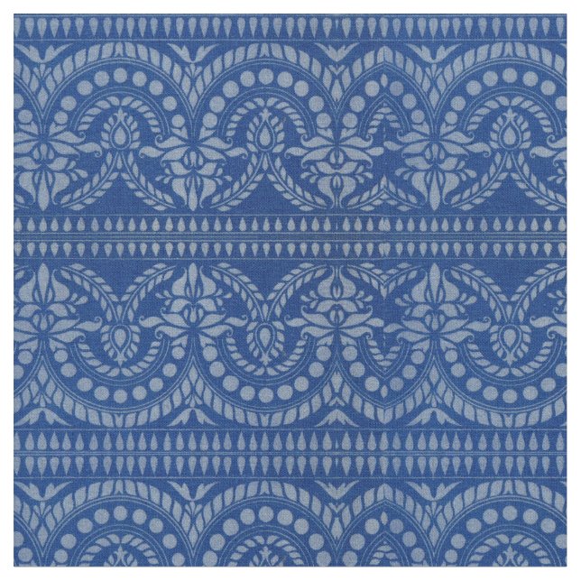 beautiful blue Victorian decor print Fabric (Close Up)