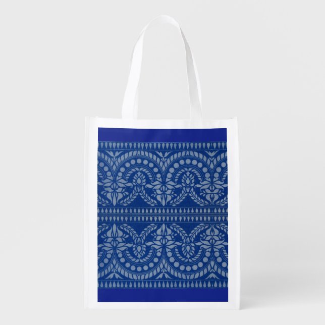 beautiful blue Victorian decor print Grocery Bag (Front)