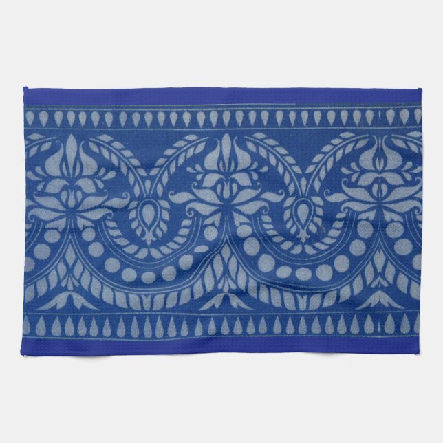 beautiful blue Victorian decor print Kitchen Towel (Horizontal)