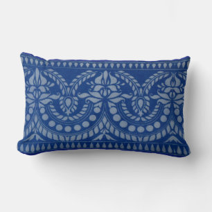 beautiful blue Victorian decor print Lumbar Pillow