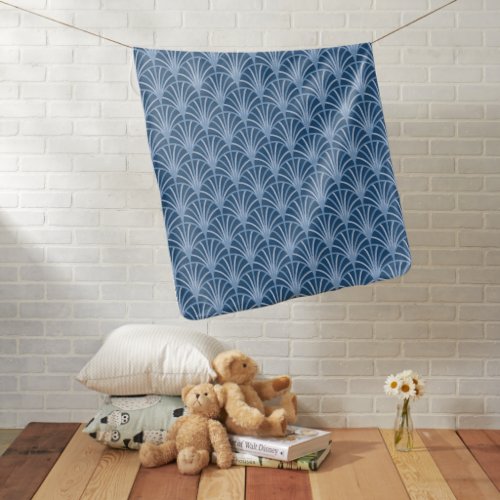 Beautiful Blue Vintage Japanese Fan Pattern Baby Blanket