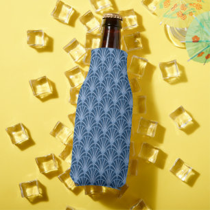 Beautiful Blue Vintage Japanese Fan Pattern Bottle Cooler