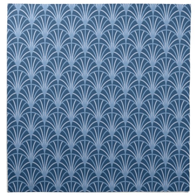 Beautiful Blue Vintage Japanese Fan Pattern Cloth Napkin (Front)