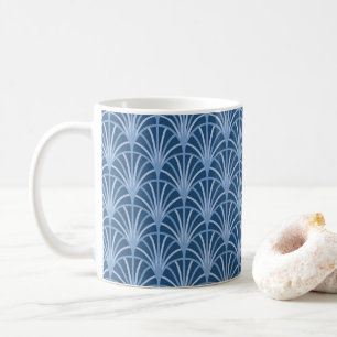 Beautiful Blue Vintage Japanese Fan Pattern Coffee Mug